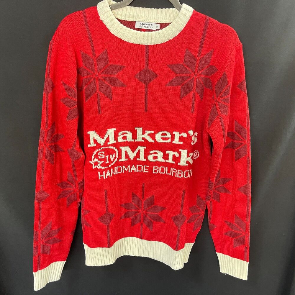Makers Mark Whisky Holiday Sweater Red White Small